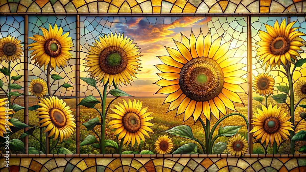 Golden Sunbeams Through a Mosaic of Blooms  AI generated