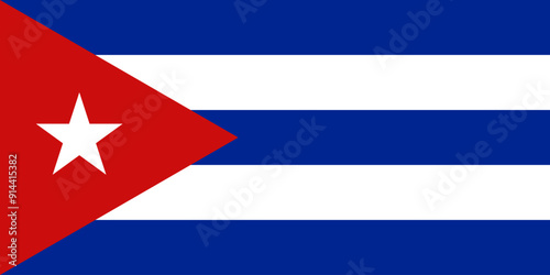 The official national flag of the Cuba. Flag of the Republic of Cuba. Correct proportions and colors. Vector illustration