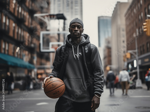 A basketball player trains on a court in New York City