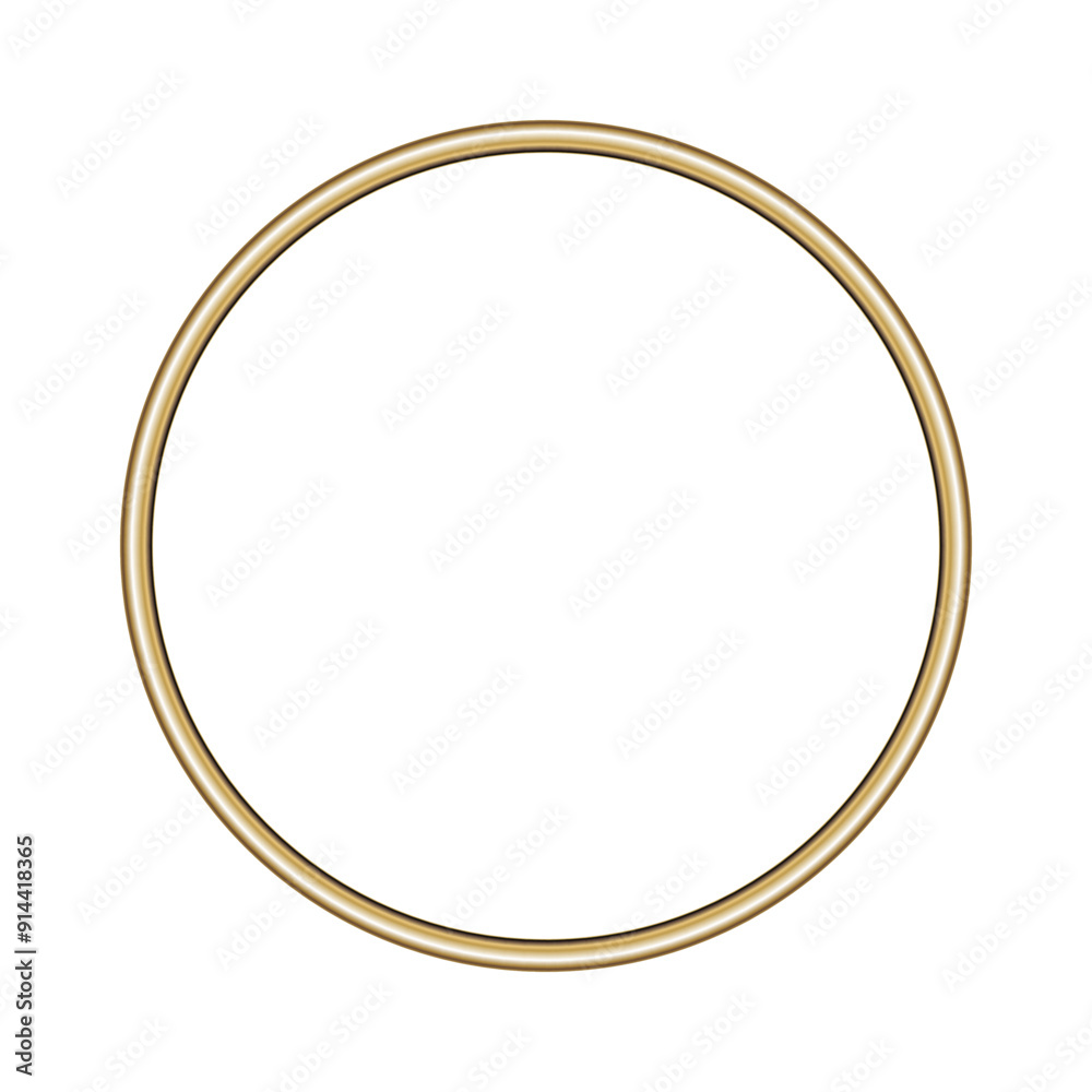 Round gold frame. Isolated luxury circle golden border. Gold ring frame mockup design element. Vector illustration.