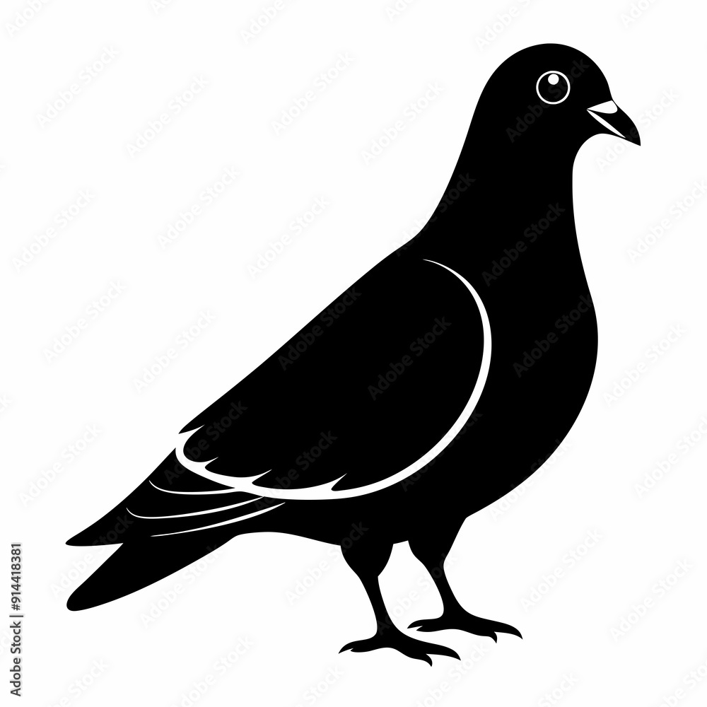 Fototapeta premium Pigeon Black silhouette