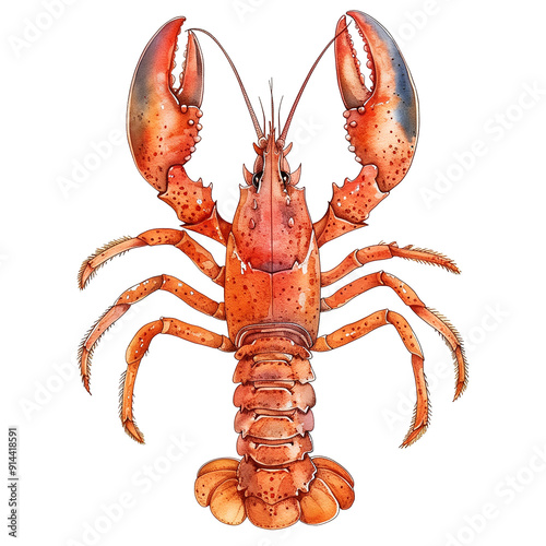 lobster in watercolor style isolated on transparent background