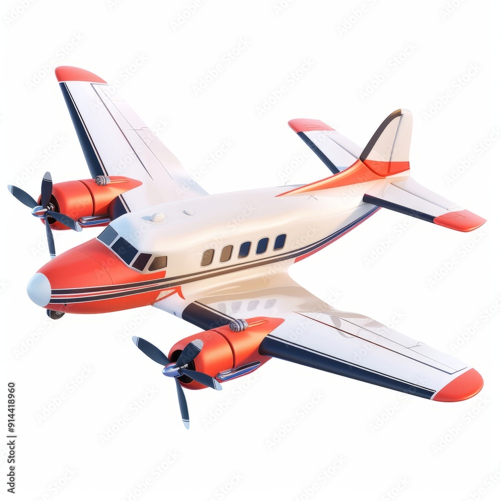 3D cartoon plane isolated on white background. AI generative 3D cartoon plane isolated on white background. AI generative