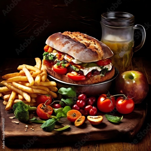 burger and fries generated by AI