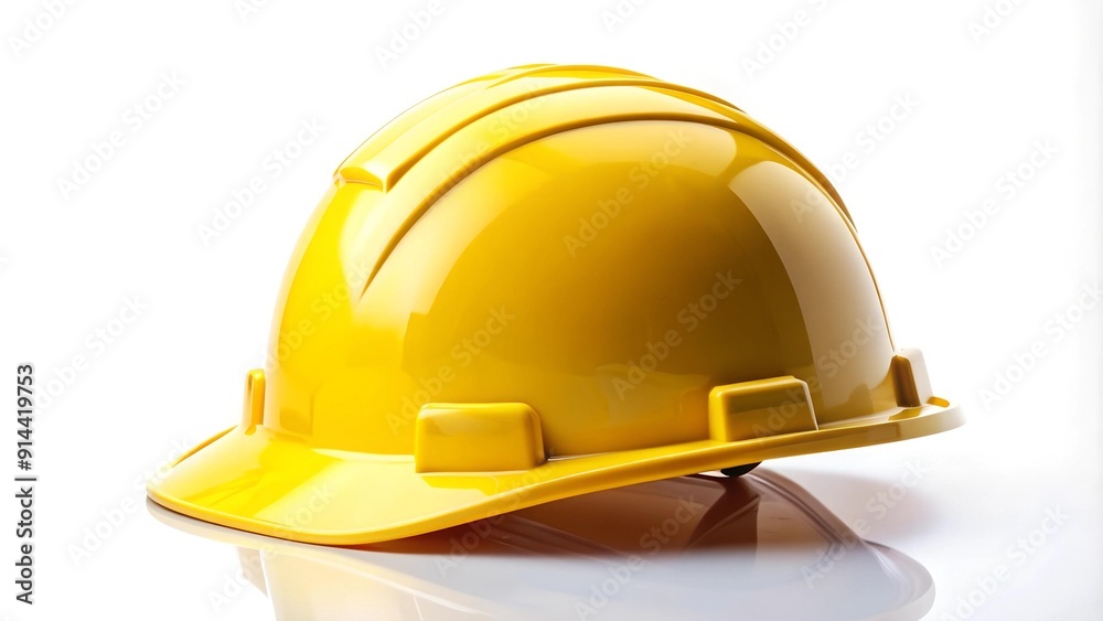Sun-Kissed Yellow Helmet Against a Pristine White Background AI generated Sun-Kissed Yellow Helmet Against a Pristine White Background AI generated