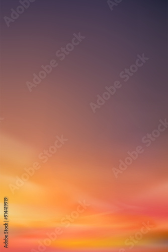 Sunset Sky Background,Sunrise with Yellow,Orange,Purple,Blue Sky,Nature Landscape Dramatic Golden Hour with twilight Sky in Evening after Sun Dawn,Vector Gradient Horizon Spring sundown by Sea Beach