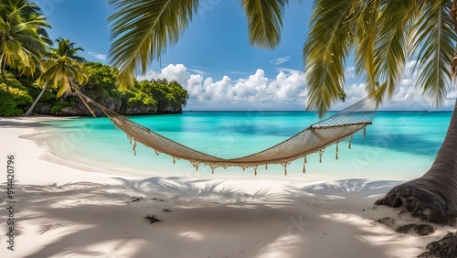 Tropical Paradise Relaxing in a Beach Hammock