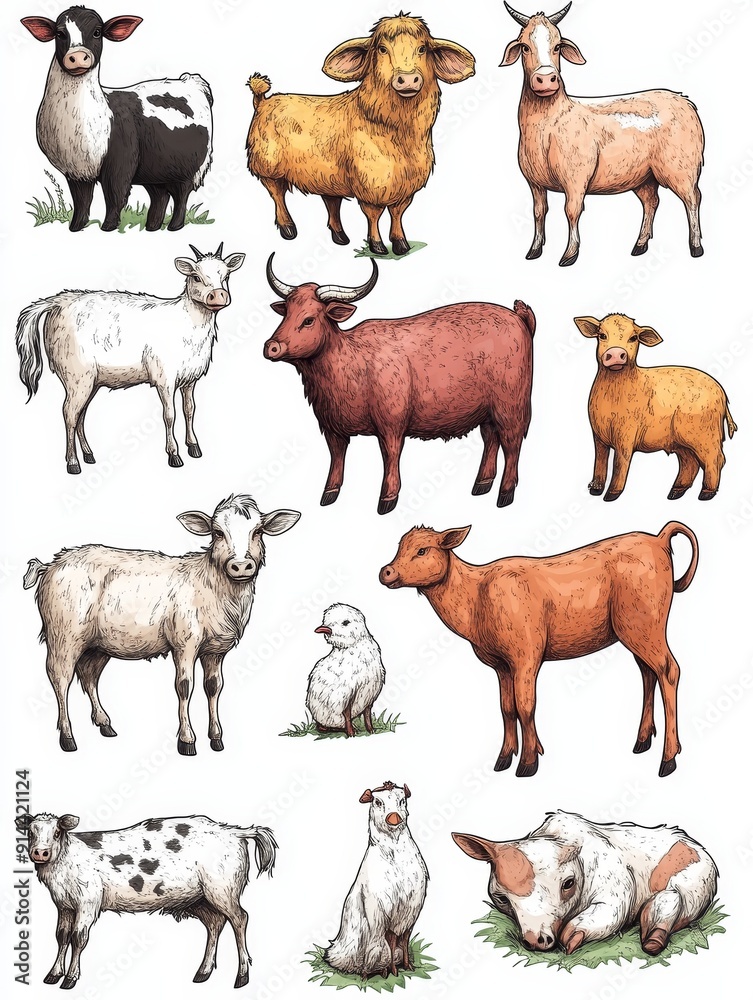 Farm Animals Illustration Farm Animals Illustration