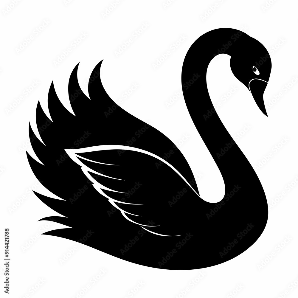 Fototapeta premium Swan Black silhouette