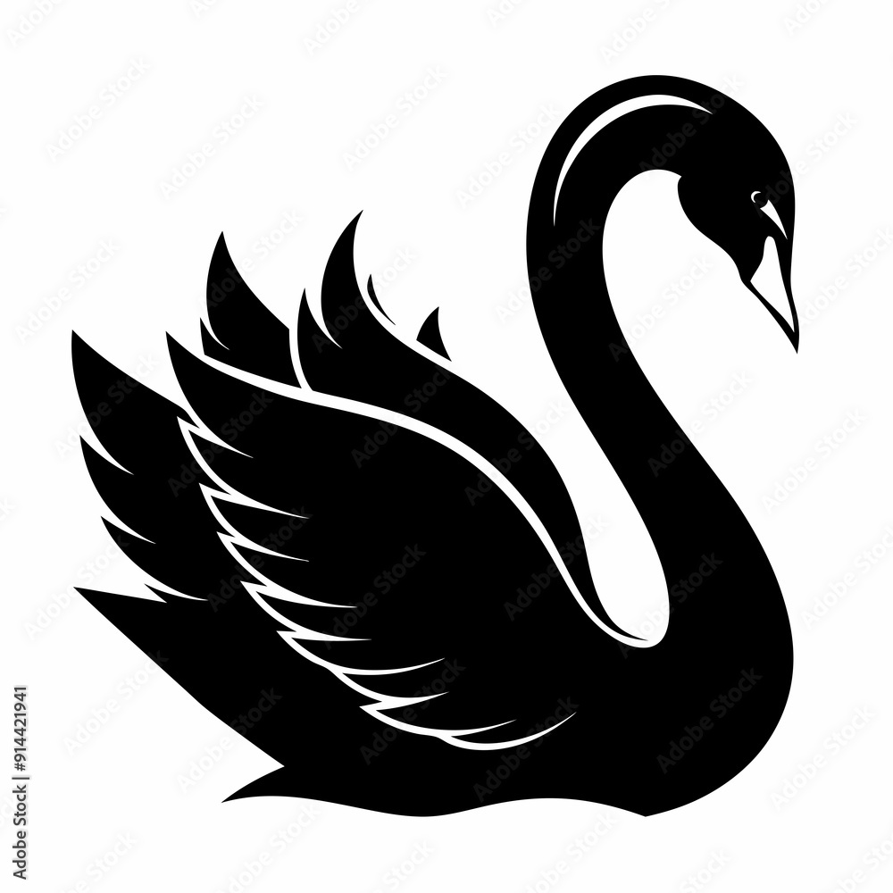 Fototapeta premium Swan Black silhouette