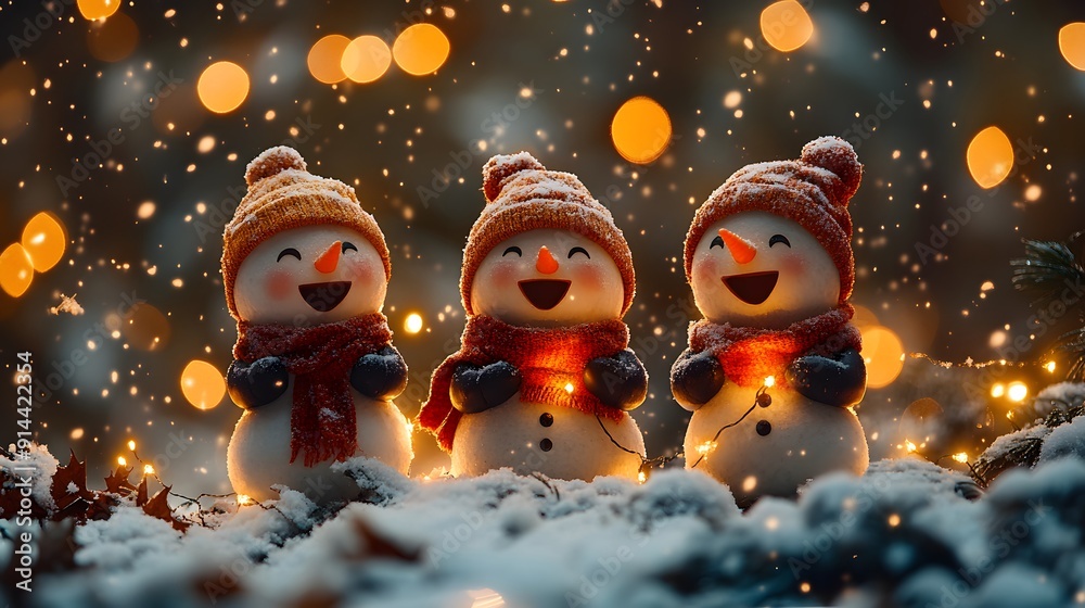 © Prime Stox - Joyful Christmas Eve caroling with animated characters singing in the snow with festive lights and decorations © Prime Stox - Joyful Christmas Eve caroling with animated characters singing in the snow with festive lights and decorations
