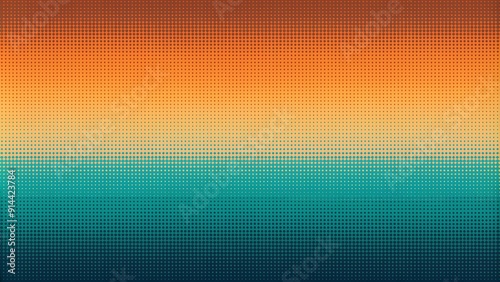 Retro Teal and Orange Gradient with Pixelated Noise  Generative AI