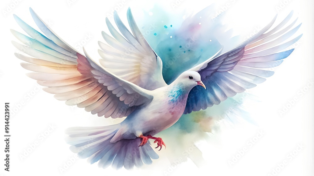 Obraz premium A Dreamy Dove in Watercolor Hues Generative AI