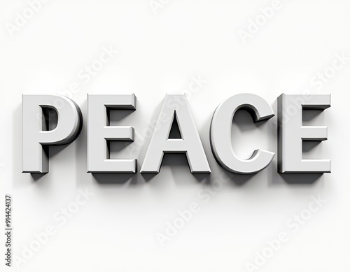 PEACE word typography design. 3D text lettering illustration with isolated background.