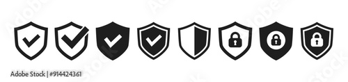 security shield icons.,Icons related to privacy protection.