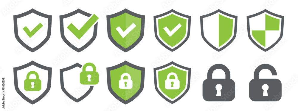 Obraz premium security shield icons.,Icons related to privacy protection.