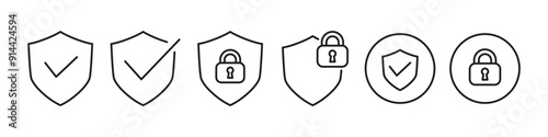 security shield icons.,Icons related to privacy protection.