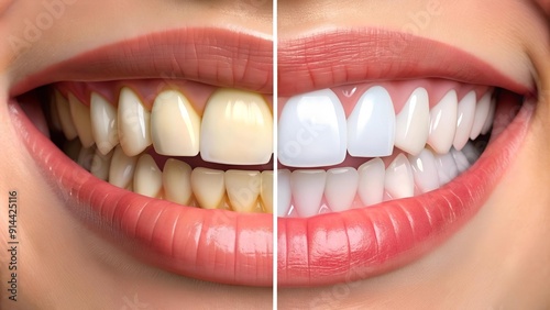 Before and After: A Transformative Smile -  A Visual Representation of Dental Whitening  AI Generated