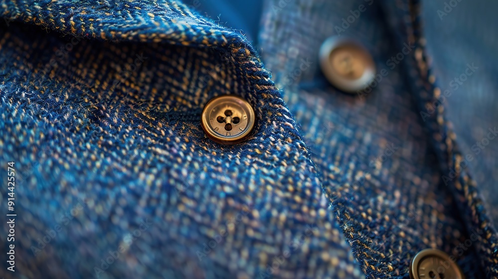 A detailed close-up of a tailored suit jacket, focusing on the fine stitching, luxurious fabric, and stylish buttons. A detailed close-up of a tailored suit jacket, focusing on the fine stitching, luxurious fabric, and stylish buttons.