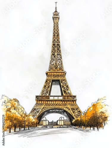 Eiffel Tower in Sketch Style