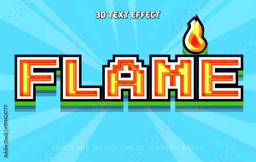Flame pixel 3d editable text effect style