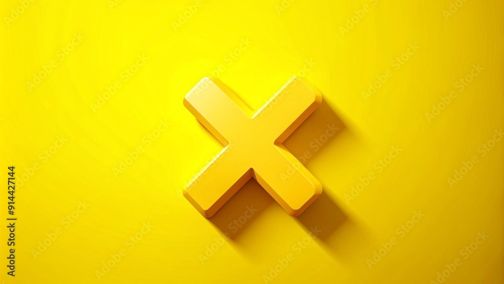 Fototapeta premium Dynamic and Eye-Catching Yellow Cross Mark Icon with Shadow Effects AI generated