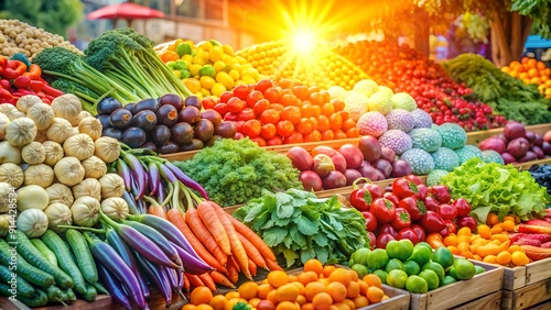 Vibrant Market Stall with Colorful Vegetables generative AI