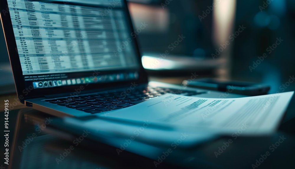 An electronic invoice being processed digitally, highlighting the convenience and efficiency modern An electronic invoice being processed digitally, highlighting the convenience and efficiency modern