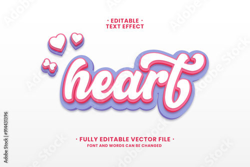 Editable heart text effects with romantic and pink text styles