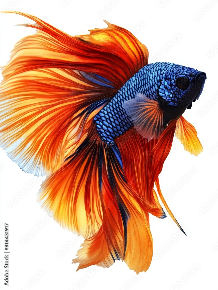 Fototapeta premium Vibrant Betta Fish with Flowing Fins