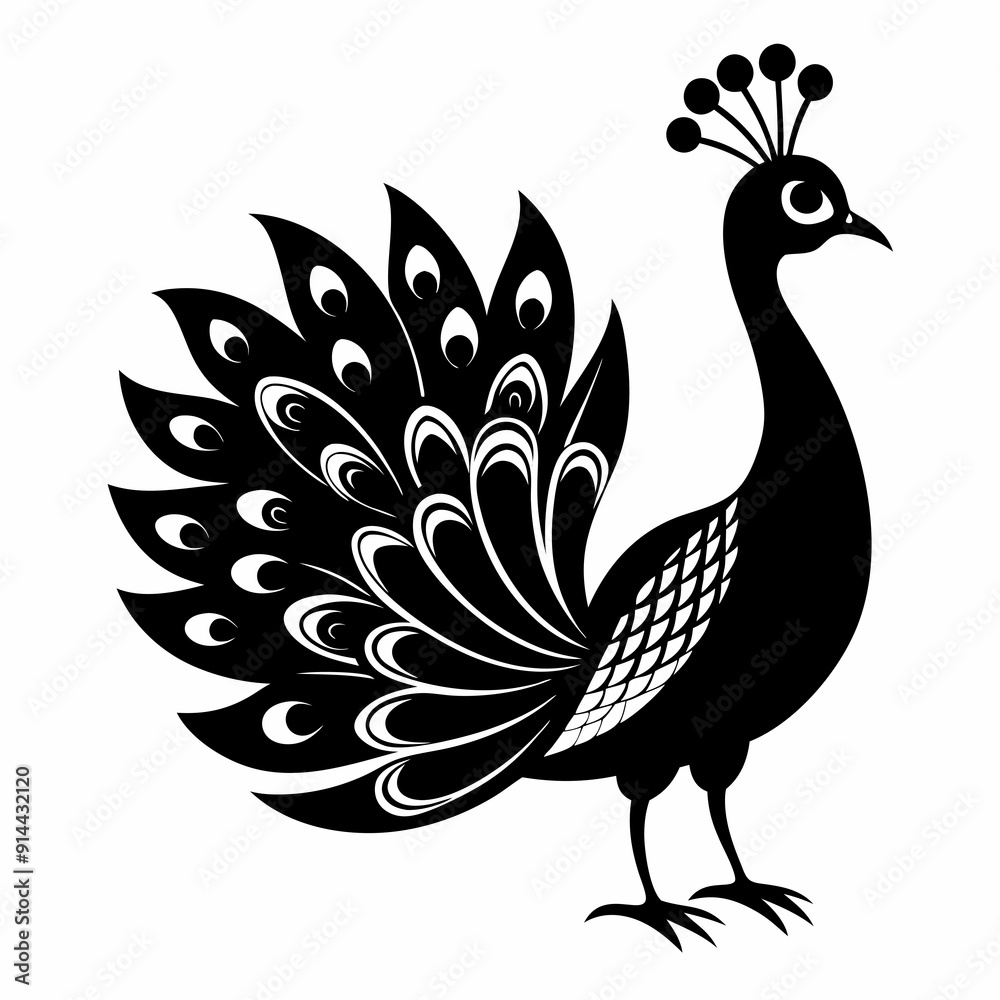 Peacock Black silhouette Peacock Black silhouette