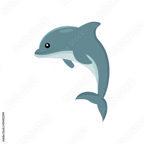 Dolphin. Flat vector illustration of a dolphin isolated on white background