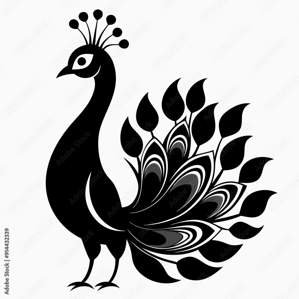Peacock Black silhouette Peacock Black silhouette
