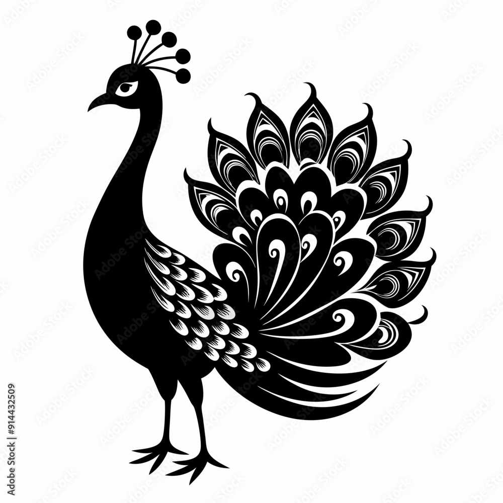 Fototapeta premium Peacock Black silhouette