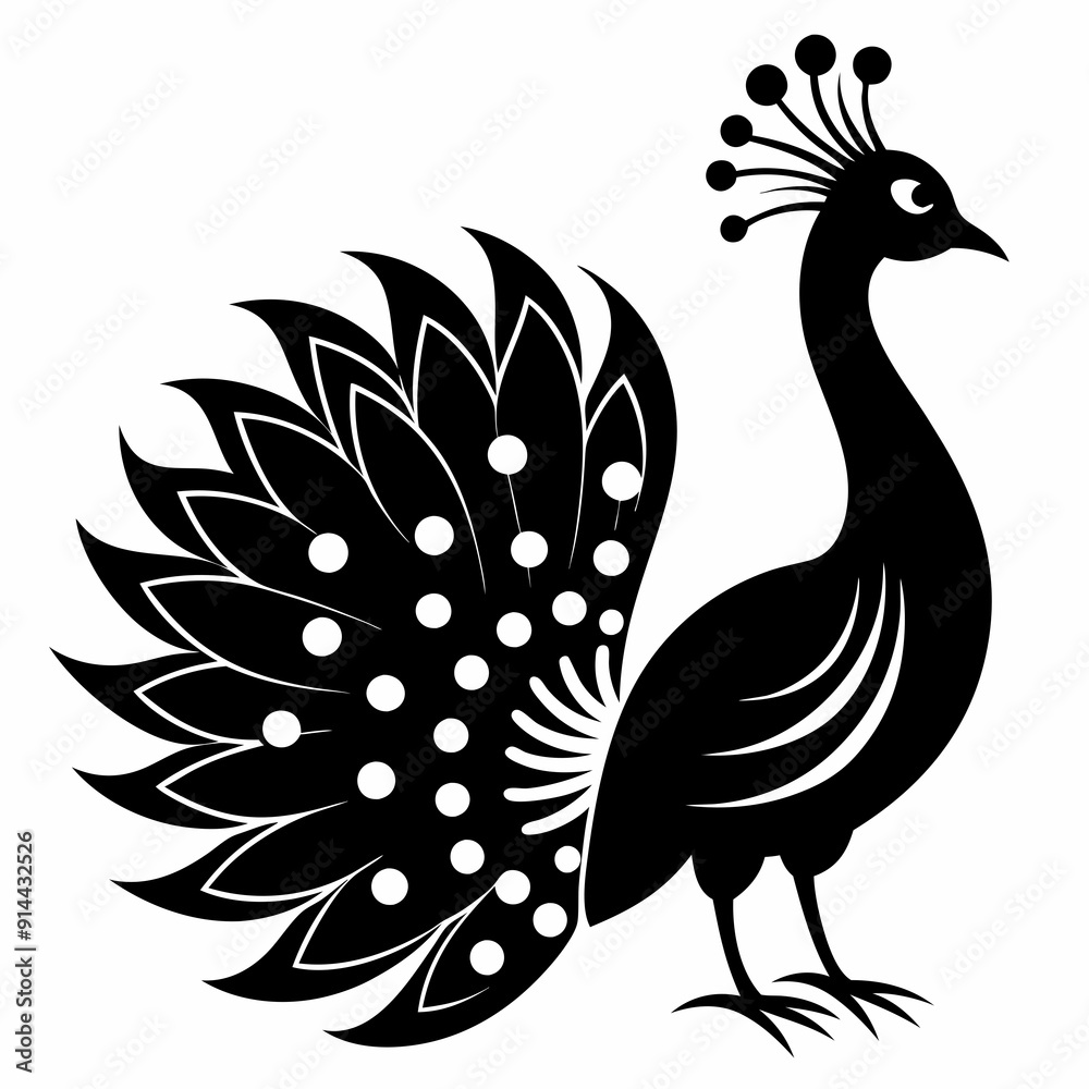 Fototapeta premium Peacock Black silhouette