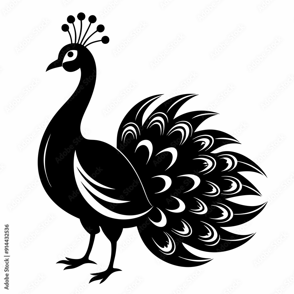 Fototapeta premium Peacock Black silhouette