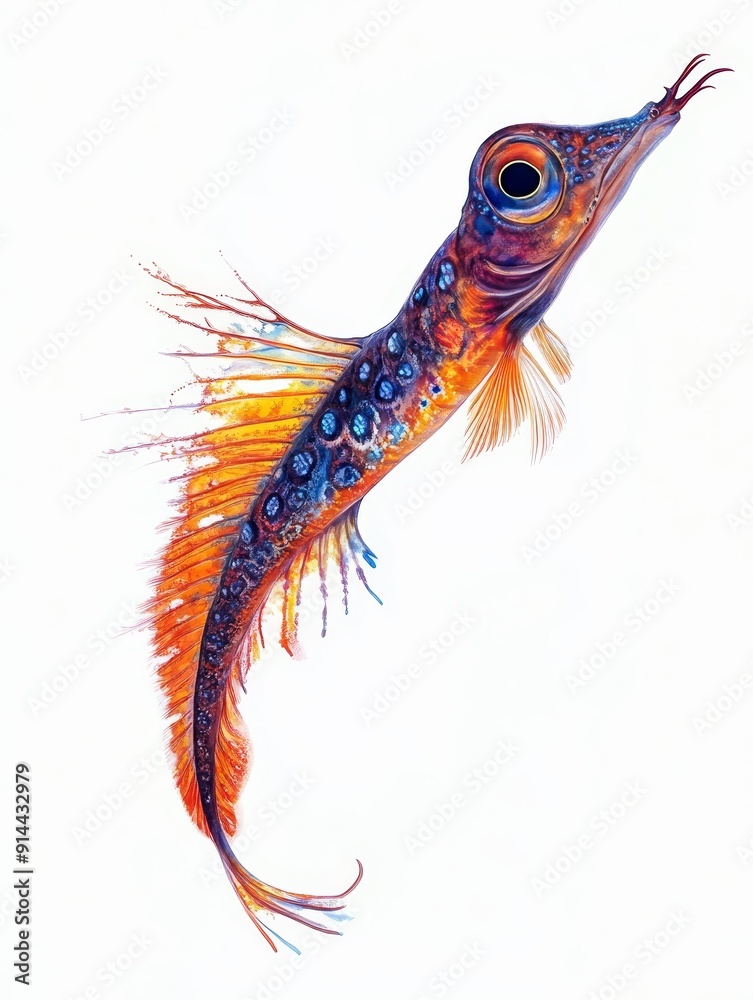 Fototapeta premium Vibrant Watercolor Illustration of a Colorful Fish