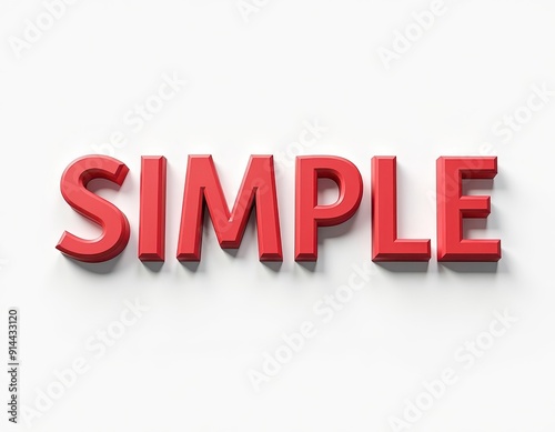 Red 3D text 'SIMPLE' on a plain white background.