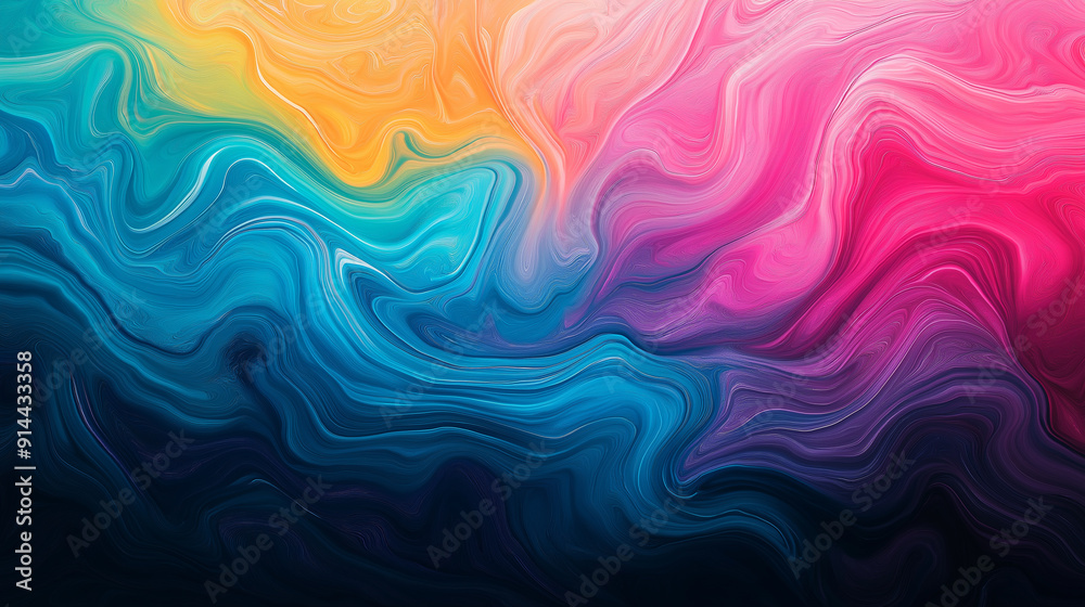 Obraz premium A colorful painting with a blue and yellow swirl