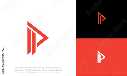 Initials P logo design. Initial Letter Logo. Innovative high tech logo template.	