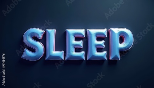 Blue balloon letters spelling 'SLEEP' against a dark background.