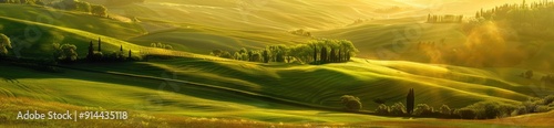 Sunrise Over Rolling Hills in Tuscany