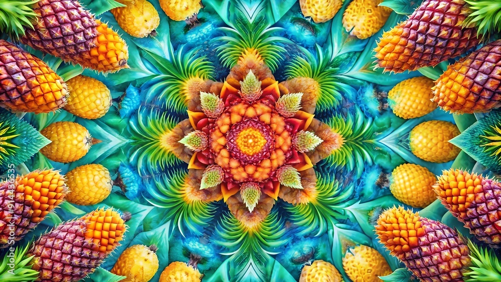 Tropical Paradise: A Vibrant Pineapple Pattern AI Generated Tropical Paradise: A Vibrant Pineapple Pattern AI Generated