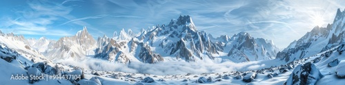 Majestic Snowy Mountain Range Under a Clear Blue Sky