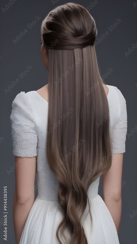Naklejka premium girl back view with long hair 