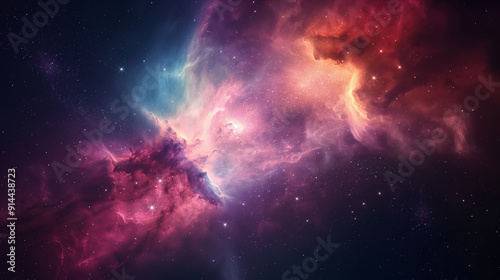 A colorful galaxy with a purple cloud in the middle