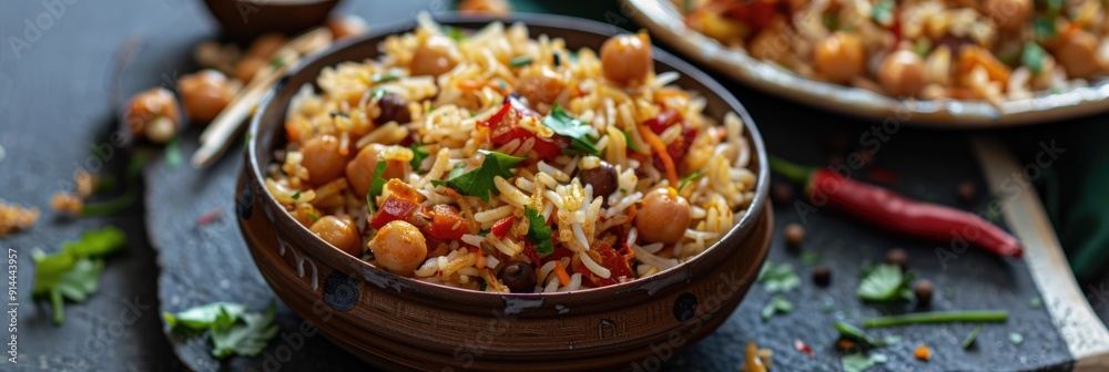 Delicious Spicy Chana Pilaf prepared with Basmati Rice and choice of black or white chickpeas seasoned with aromatic spices Delicious Spicy Chana Pilaf prepared with Basmati Rice and choice of black or white chickpeas seasoned with aromatic spices