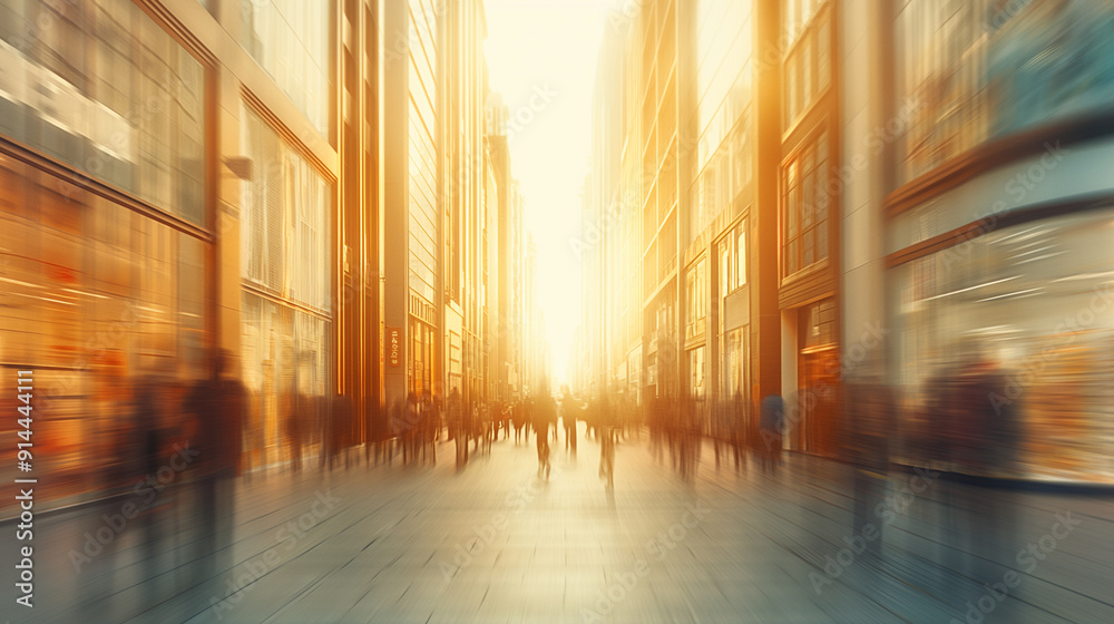 A busy city street with people walking A busy city street with people walking