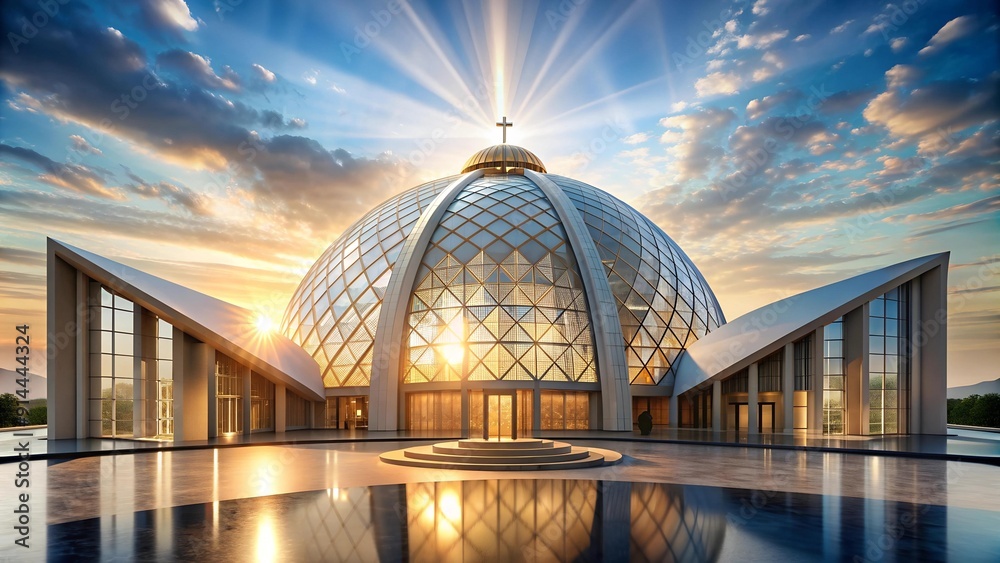 Fototapeta premium Guadalupe's Embrace: A Modern Basilica of Light and Stone Generative AI