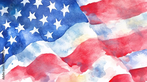 Watercolor American Flag with Labor Day concept